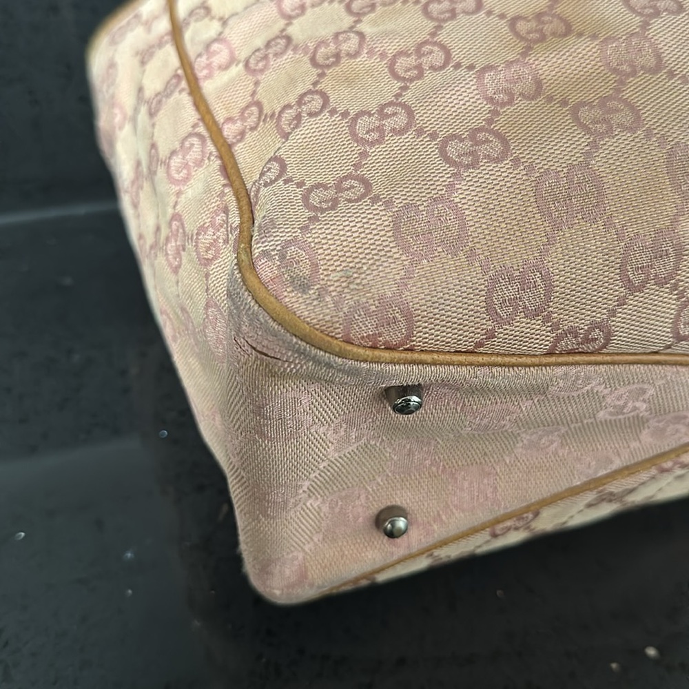 Authentic Women’s Pink Gucci double G Monogram Purse Small Tote - Picture 7 of 14
